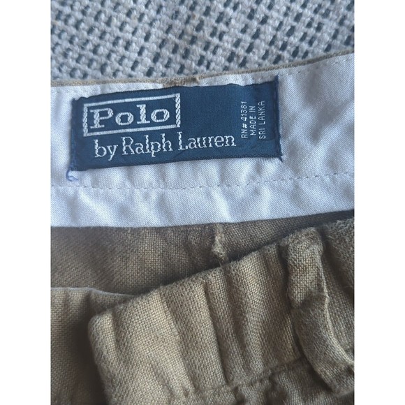 VTG Polo By Ralph Lauren Men’s Linen Flax BrownCASUAL DRESS PANTS TROUSERS 36/30 - Picture 3 of 15